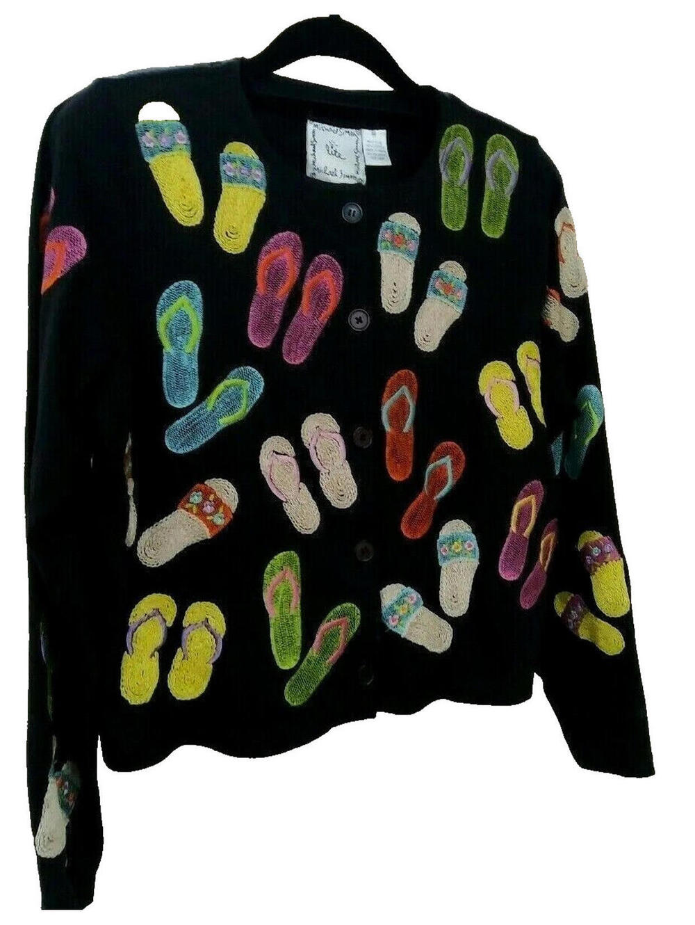 MICHAEL SIMON Vintage 1990s Colorful Embroider Sandals LITE JACKET COTTON Size M
